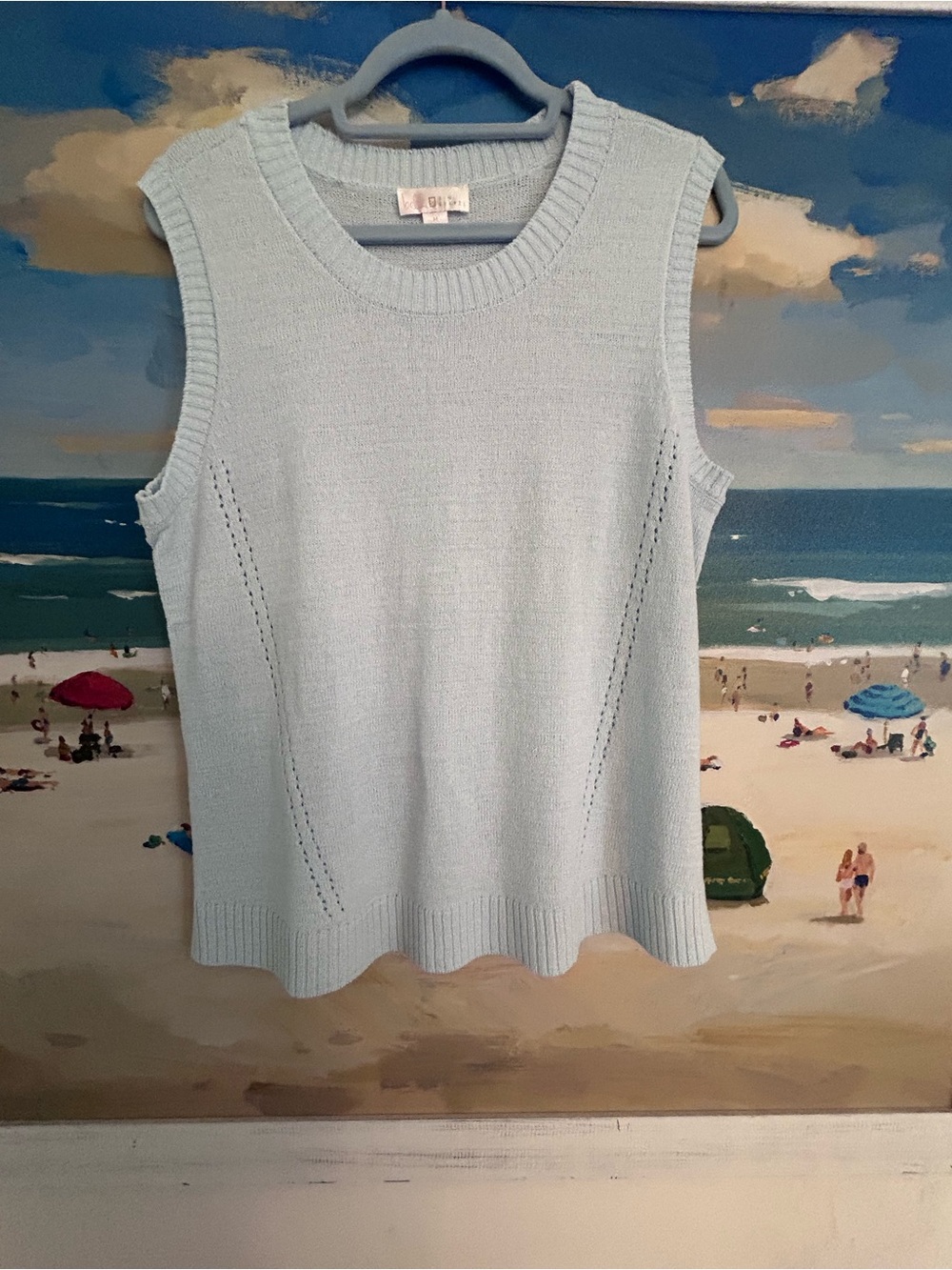 Sleeveless Light Blue Knit Sweater Tank - Picture 3 of 4